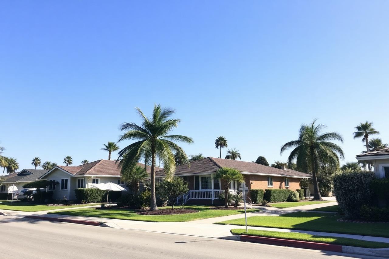 Established Long Beach Westside streetscape near 1335 W Burnett St