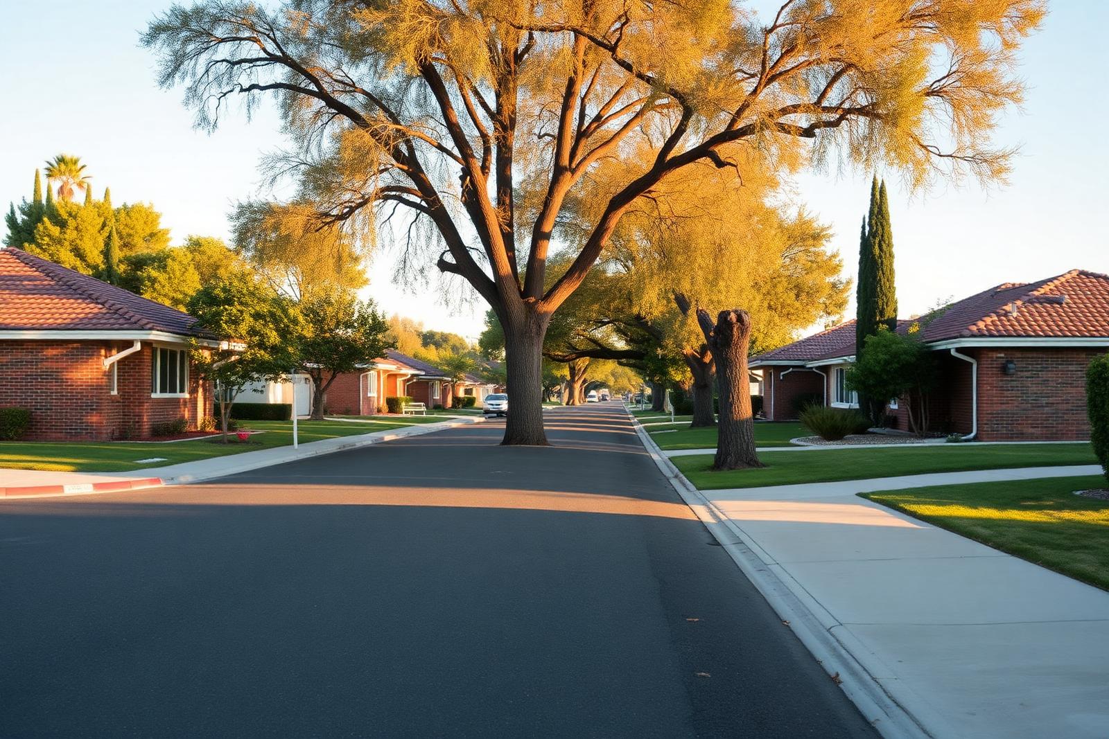 Residential street of ranch homes in Carson