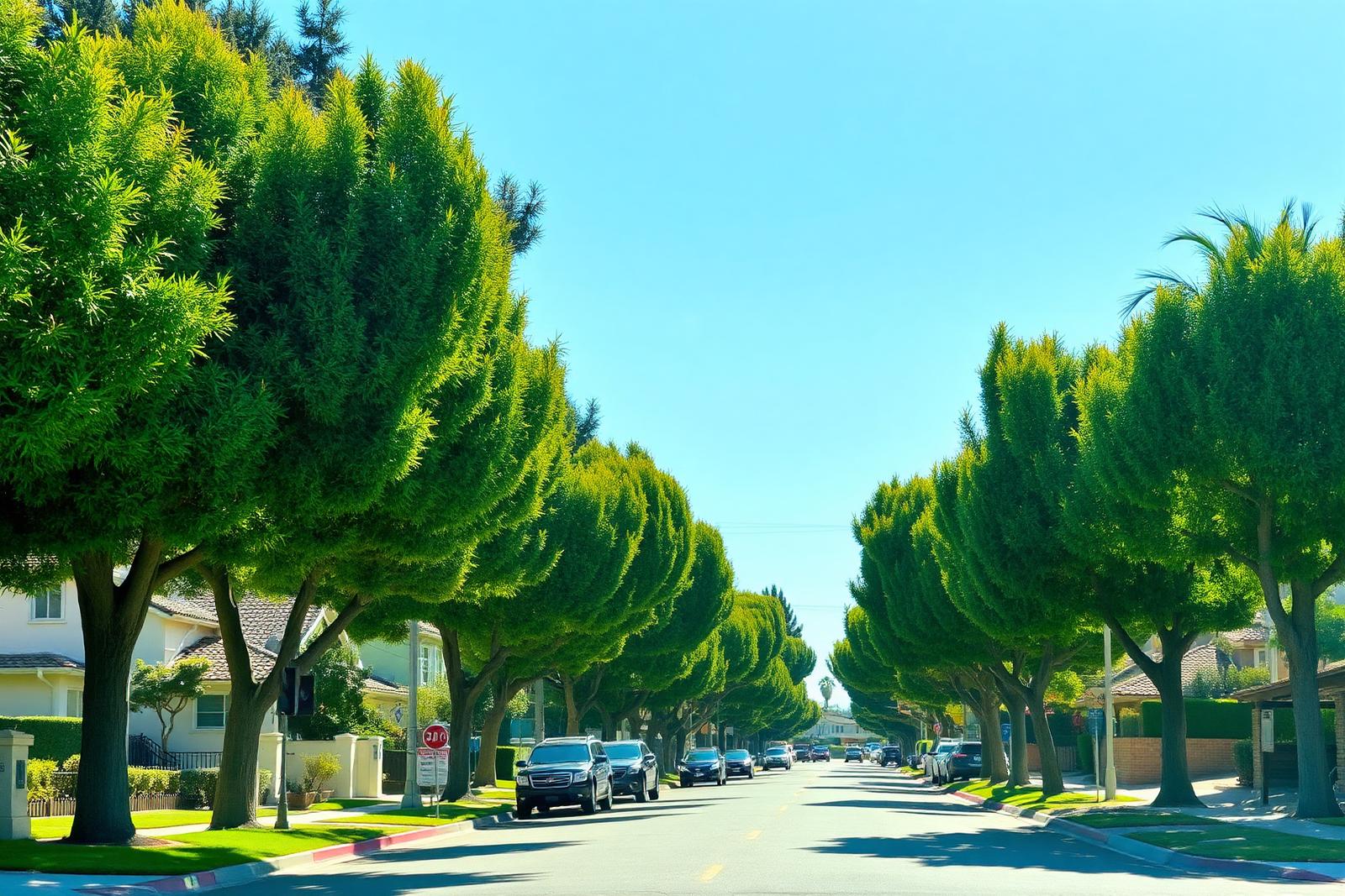Costa Mesa tree-lined neighborhood street