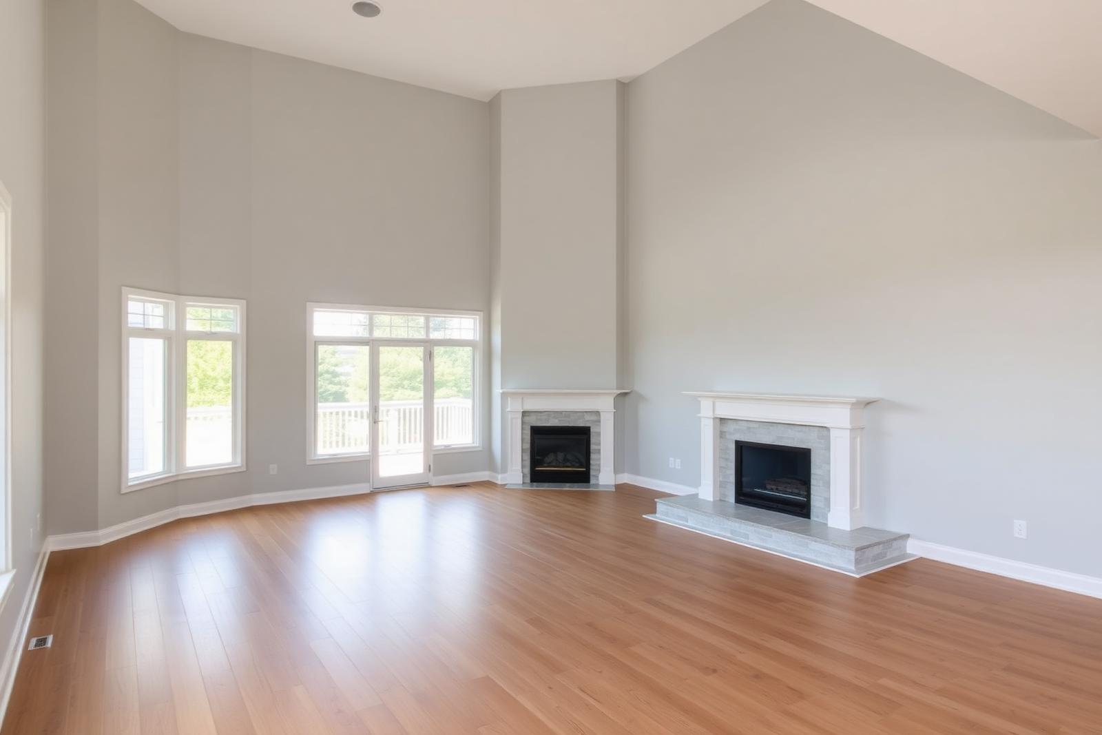 20 Rosewood — two-story living room with fireplace