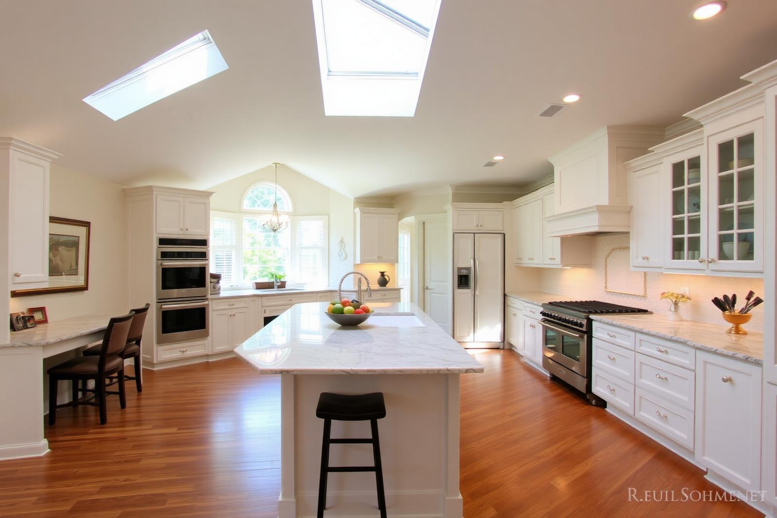 25191 Via Piedra Blanca — open island kitchen with skylights