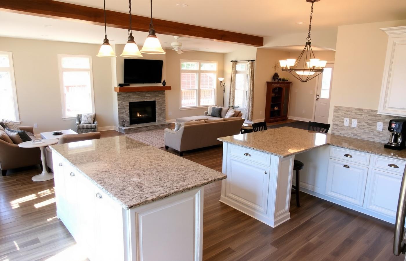 7814 Orchid — kitchen open to the family room and fireplace