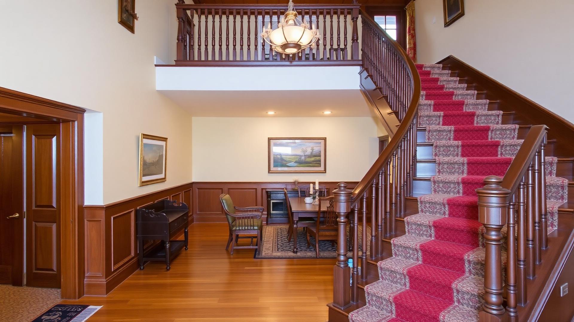 4057 Pine — grand staircase and formal dining room